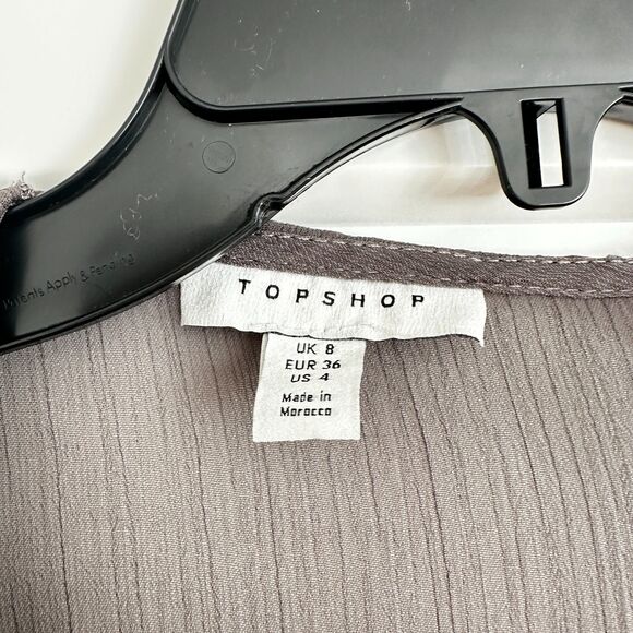 🤎 Topshop Sheer Taupe Blouse with ruffle sleeve – Sz. 4 - Picture 7 of 7